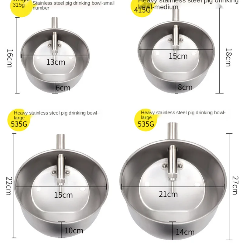 Tazón de agua de acero inoxidable para cerdo, dispensador automático de agua para cerdo, grifo para cría de granja