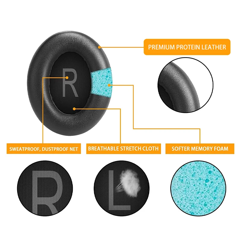 Kutou-交換用イヤーパッド,Bose 700用,ヘッドホンパッド,nc700,高品質フォームパッド,ヘッドセットパーツ