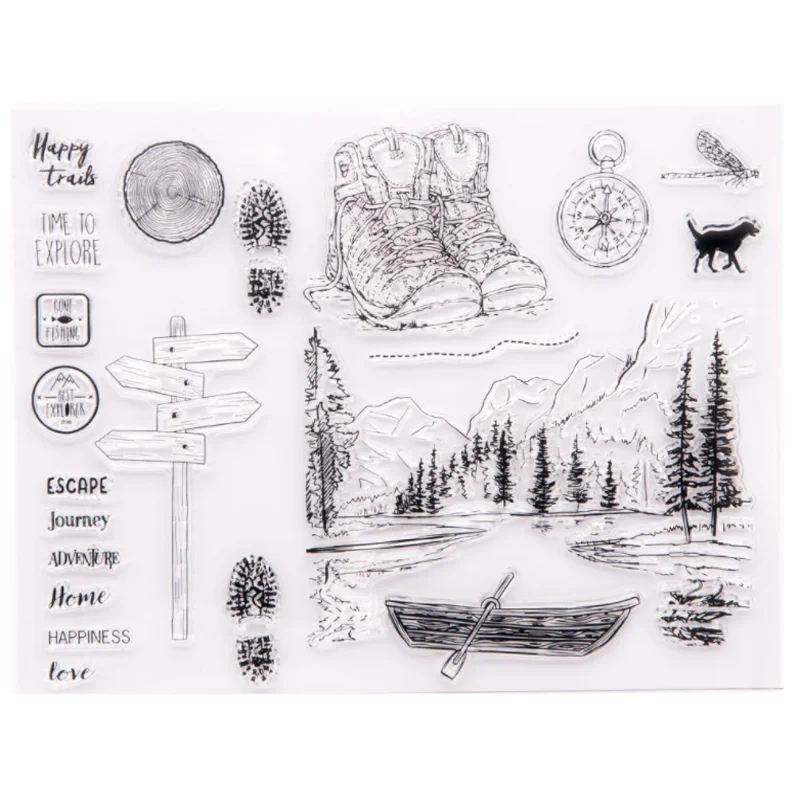 

Mountain Forest Transparent Clear Silicone Stamp Seal DIY Scrapbook Rubber Stencil Coloring Diary Decor Office School Supplies