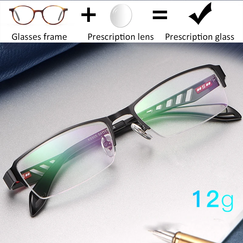 

Prescription Glasses Progressive MultiFocal Reading Glasses Photochromic Men Anti Blue Metal Half Frame Customizable Eyeglasses