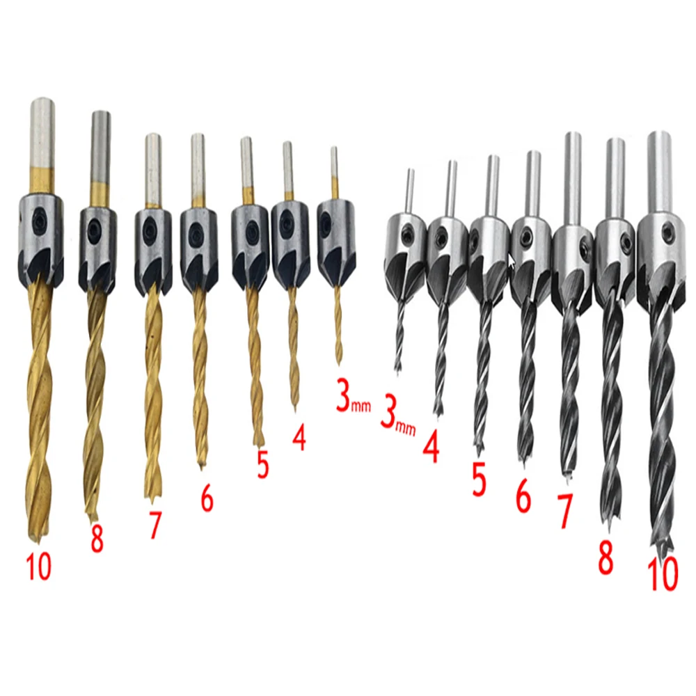1pcs Flute Countersink Drills Bit HSS Drills Bit Reamer For Woodworking Chamfer 3-10MM Woodworking Tools Wood Drill Bits
