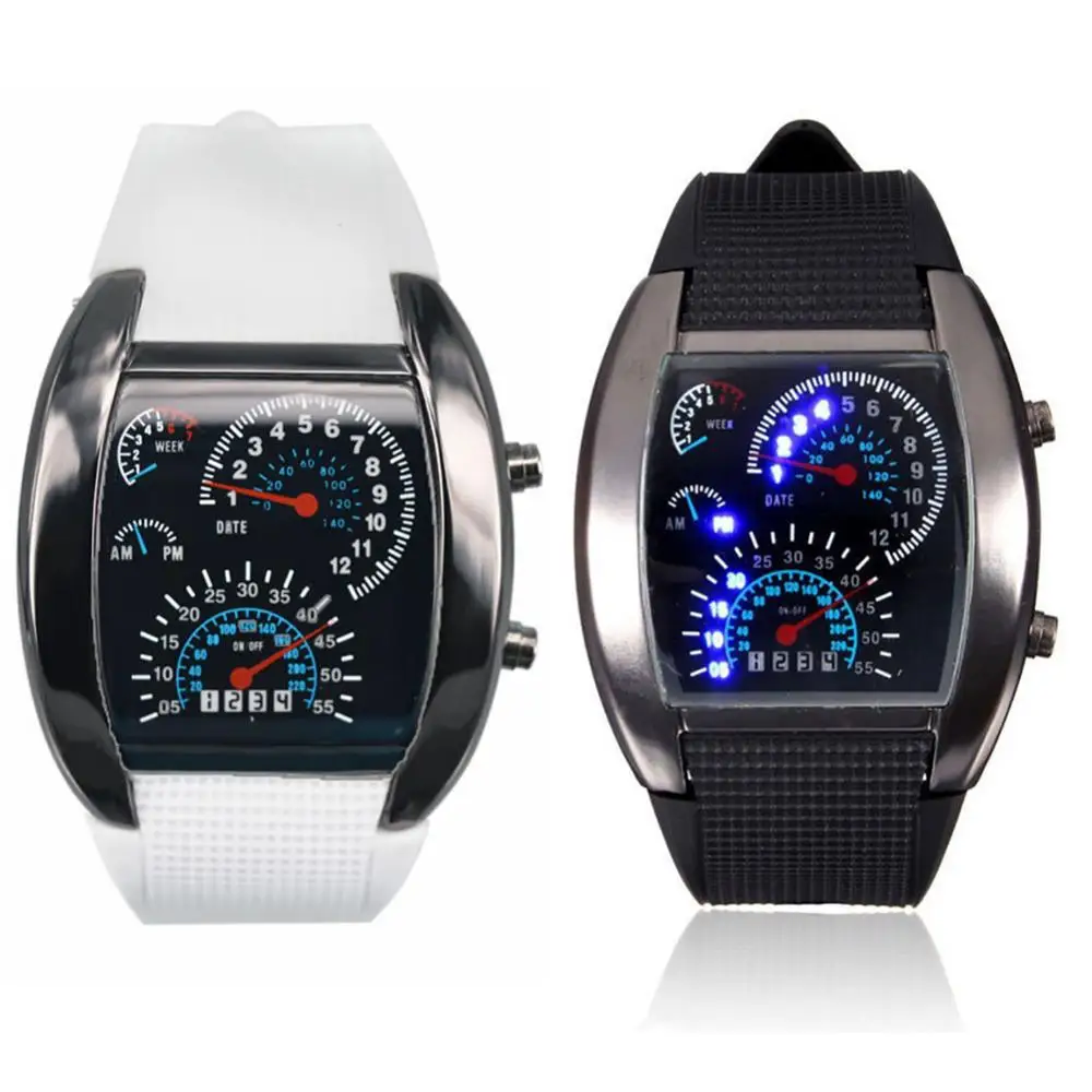 HOT SALES！！！New Arrival Fashion Men Women LED Digital Dashboard Pattern Dial Sport Wrist Watch Gift