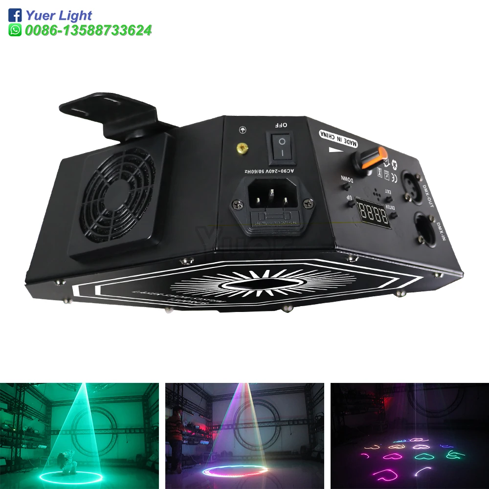 Lámpara de proyección láser RGB de 1,5 W, iluminación de escenario para fiesta en casa, KTV, DJ, pista de baile