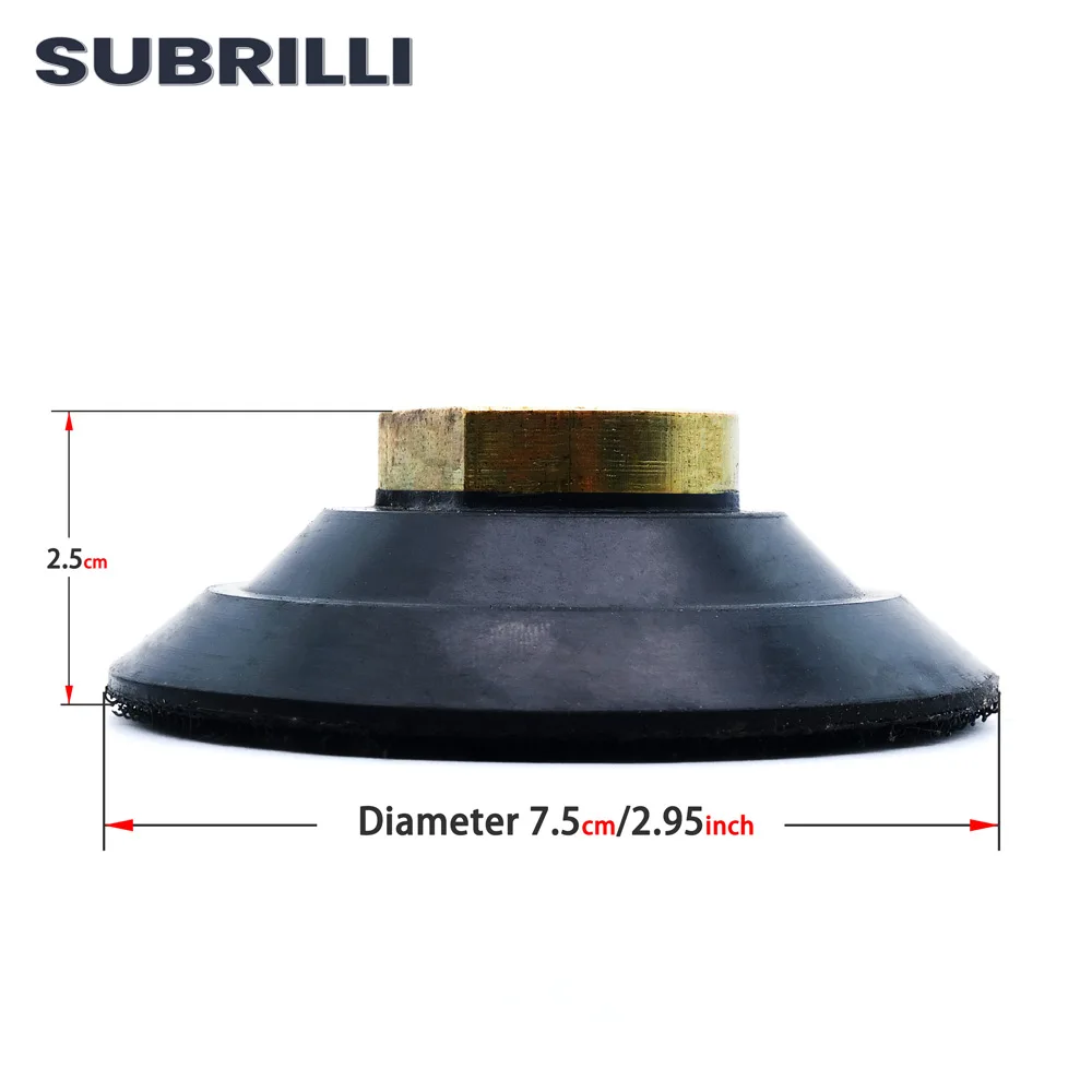 Sujetador de respaldo de goma para amoladora angular, almohadilla de pulido de diamante M14 5/8-11, rosca 75/80mm, 3"