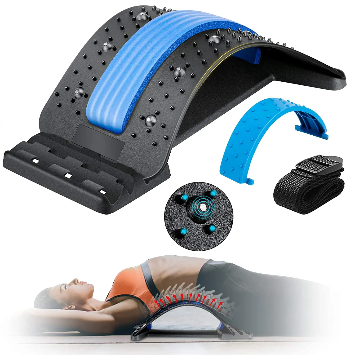 

Back Stretcher Magnetotherapy Multi-Level Adjustable Massager Waist Neck Fitness Lumbar Cervical Spine Support Pain Relief