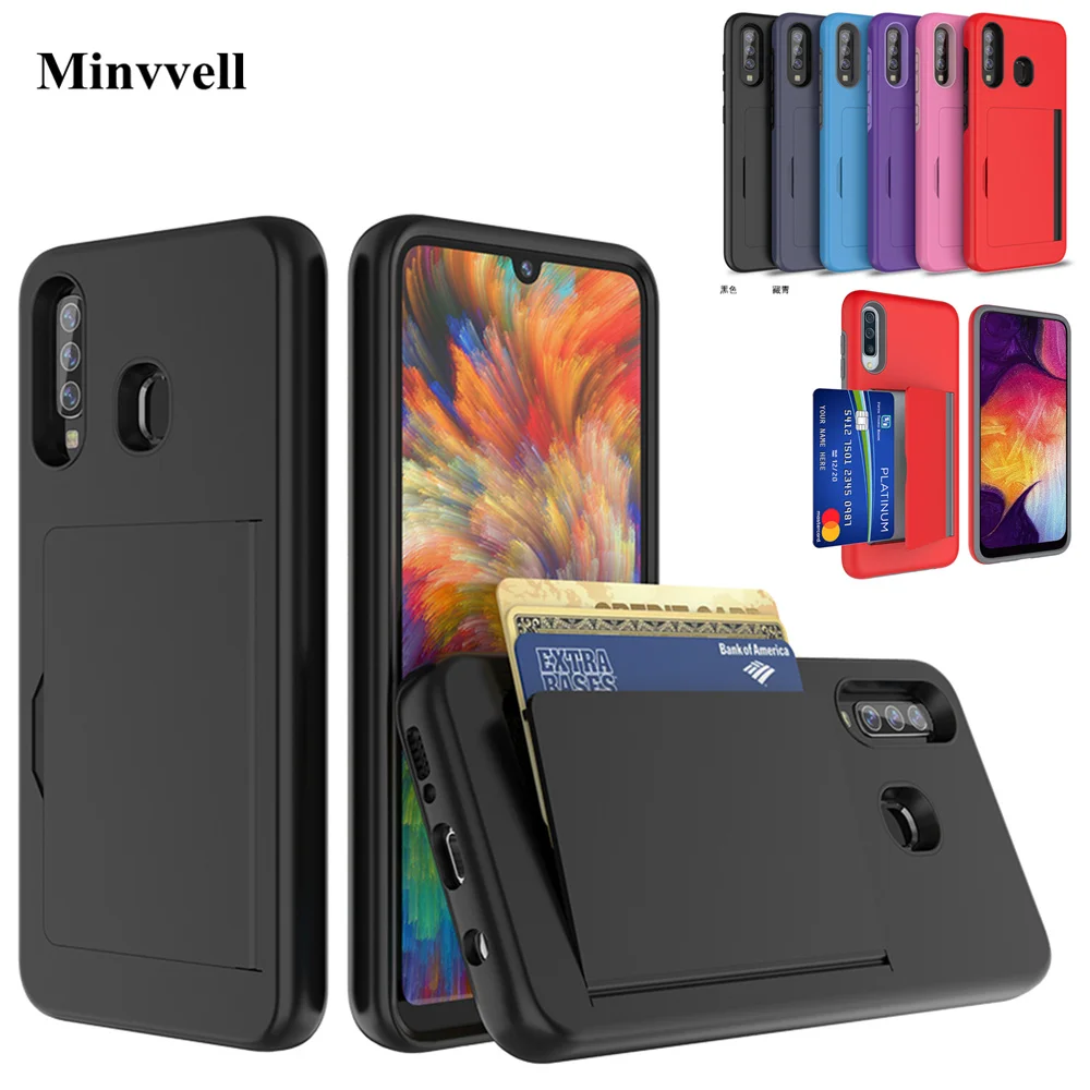 

For Samsung Galaxy A50 Case SM-A505FN/DS Candy Color Armor Business Card Slot Cover For Samsung A50 6.4" A505FM Coque Funda