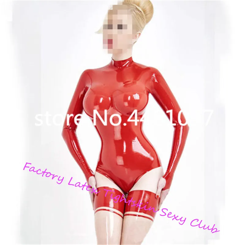 Sexy Latex High Collar Casuits with Socks Women Rubber Bodysuit Party Club Wear lingerie bodysuit  XS-XXXL