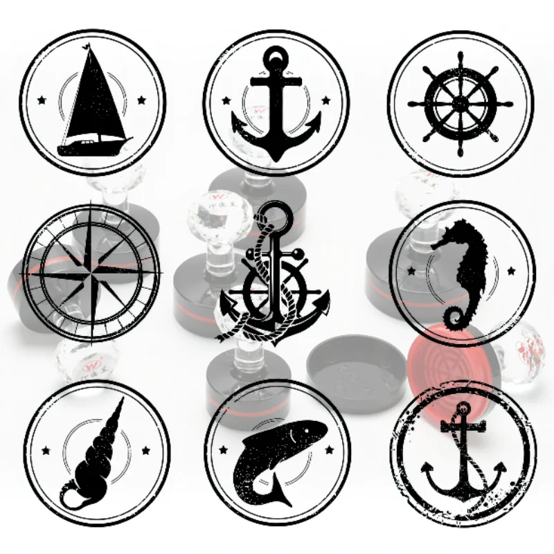 

Vintage Creative Nautical Anchor Design Self Inking Stamp DIY Ink Scrapbook Wedding Invitation Stamps Retro Anchor-40mm diameter