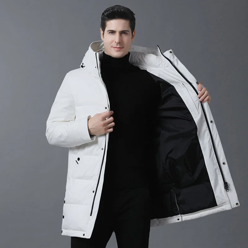 2020 New Fashion Casual Long Jacket Men\'s Hooded Windbreaker Male Parkas Coats Cotton Autumn Winter Trench Coat Men