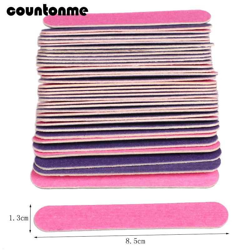 

300Pcs Mini Wooden Nail File Pink/Purple Double Sided Sandpaper Buffing Sanding Files Disposable Pedicure Buffs Nail Salon Tools