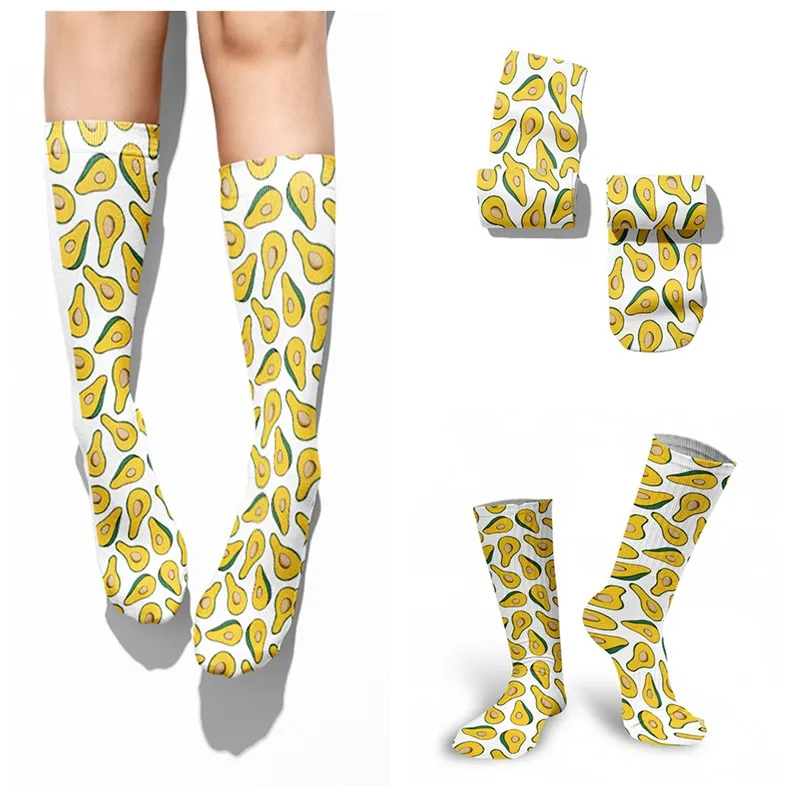 New Kawaii Women Cotton Cartoon Fruit Straight Socks Women Avocado Breathable Funny Sock Harajuku Party Street Dance Long Socks