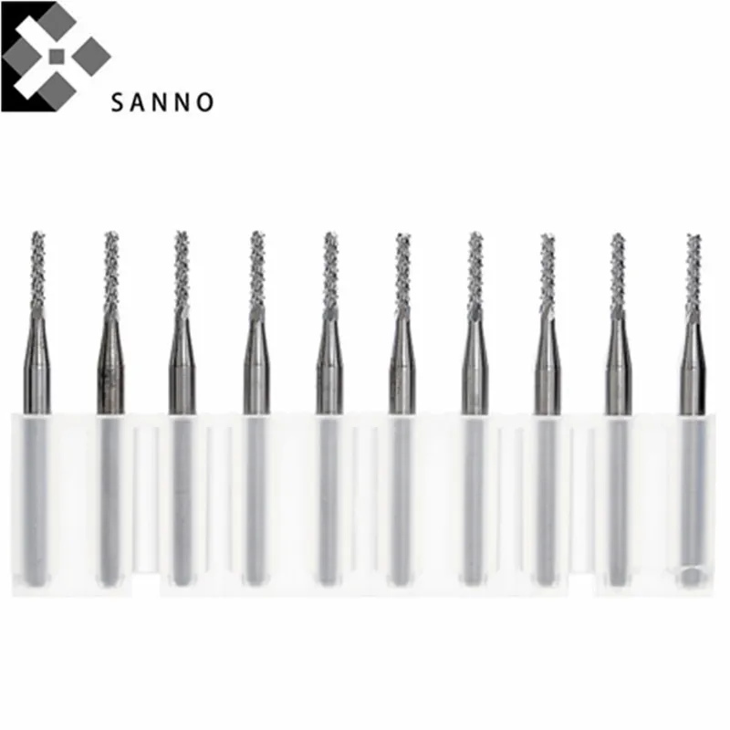 10pcs PCB micro core rough end mill 0.3mm-2mm cnc engraving machine tools 3.175mm shank roughing milling cutter for carving