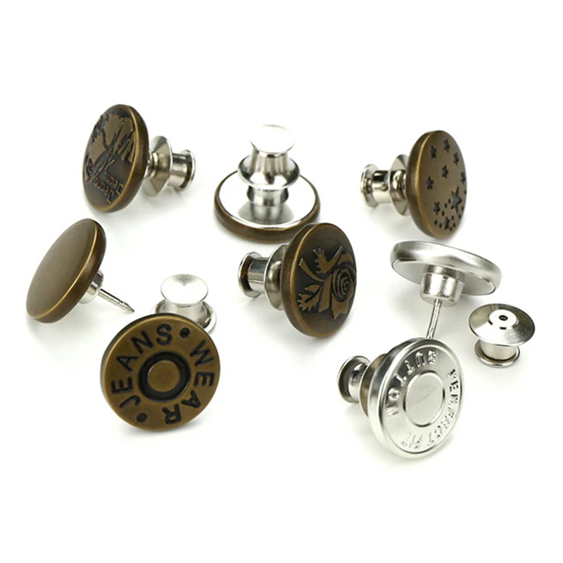 10pcs Adjustable Retractable Jeans Button Nail Free Removable Metal Buttons For Clothing DIY Sewing Button Clothes Accessories