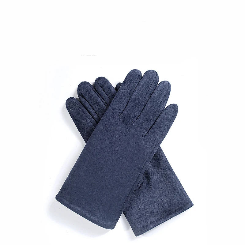 New Man Winter Suede Keep Warm Touch Screen Plus Cashmere Solid Outdoor antivento moto guanti da ciclismo morbidi elasticizzati