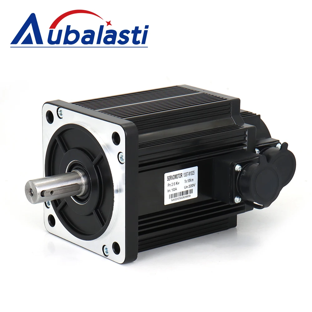 Aubalasti 2.6KW AC Servo Motor Kits 130ST-M10025 10N.m 220V 2500RPM Permanent Magnet Match Driver AASD-30A for CNC Engraving