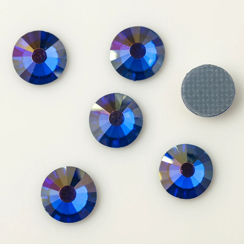 YANRUO 2058HF All Sizes Sapphire AB Glass Stone Flatback Strass Crystals Hotfix Rhinestones For Bags Decoration