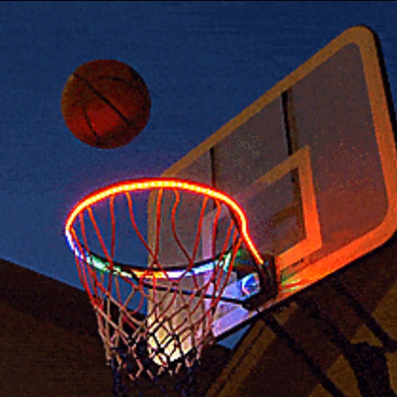 LED Hoop Light Lit Basketball Rim Night Shooting Accessories Supplies Kids Game Children Outdoor Toys Men Basketball At Night