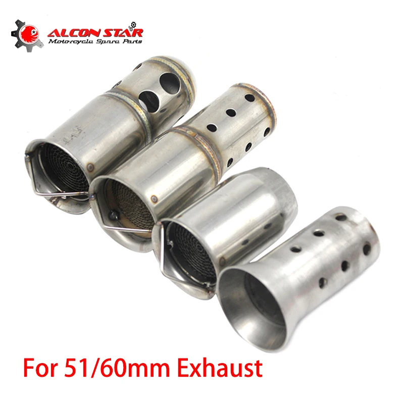 Alconstar Motorcycle Exhaust Pipe Catalyst Muffler Silencer Noise Sound DB Killer For 51mm 60mm AK AR SC GP HP Pipe