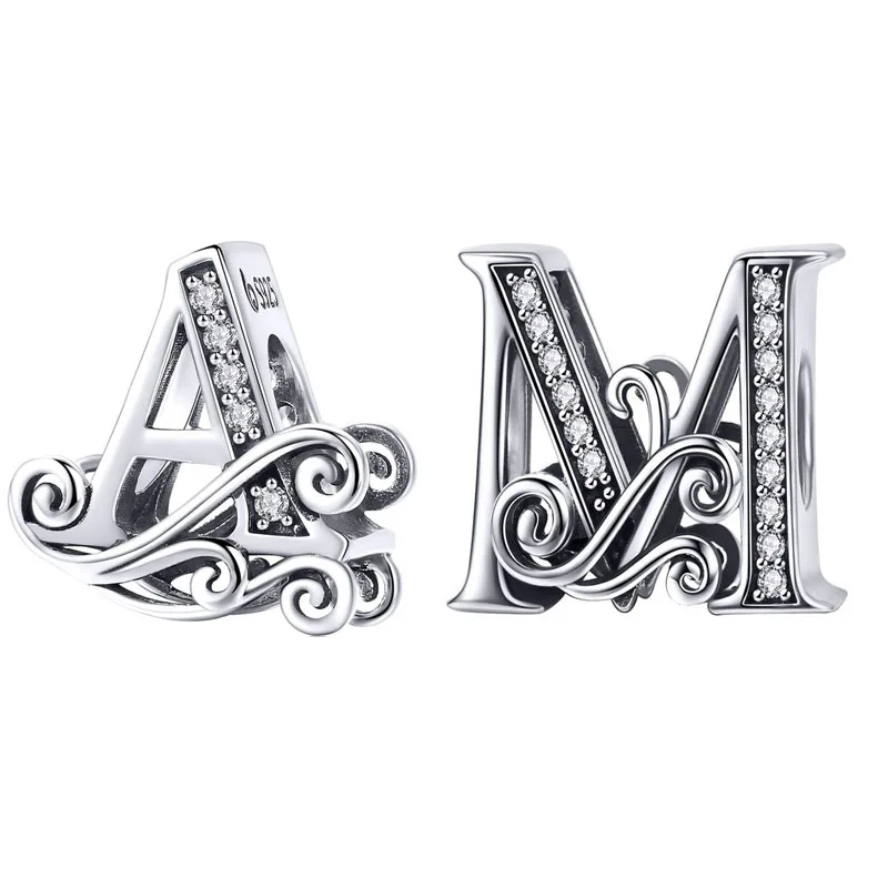 WOSTU Hot Sale Alphabet Letter A & M Alloy Charms For Women Charm Fit Original Bracelet For Women Fashion Jewelry Gift