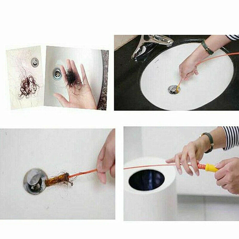 Slim Drain Cleaner Weasel Dredge Bathtub Sewer Hair Drainage Facility Clog Removal Tool Unclog Sink Tub Pipe Kitchen Bath Rod