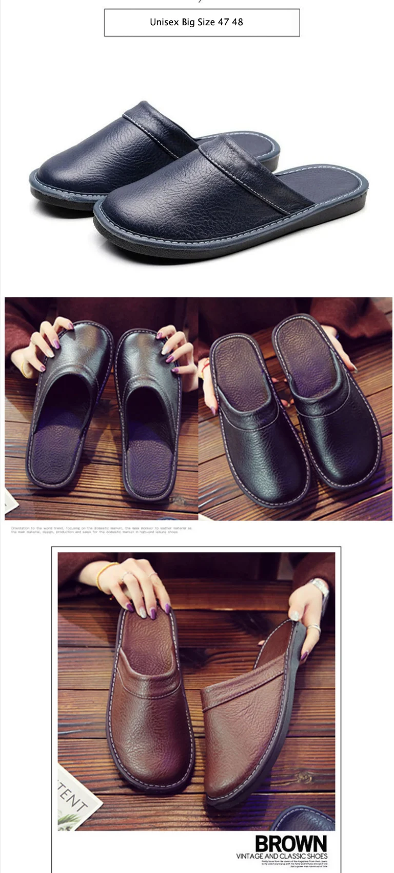 Plus Große Größe 47 48 Unisex Echtes Leder Hausschuhe Wasserdichte Indoor Haus Marke Schuhe Männer Hausschuhe 2022 Neue Mann Frauen hausschuhe – Detail 6