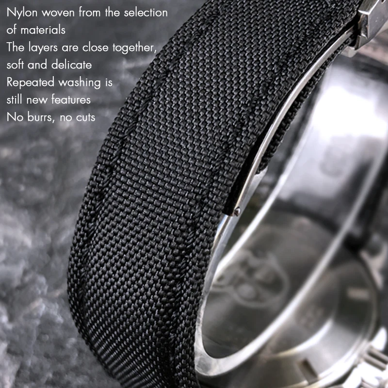 20mm 22mm High Quality Nylon Canvas Watch Band Suitable for Tag Heuer Aquaracer Carrera Watchband Black Leather Strap Free Tools