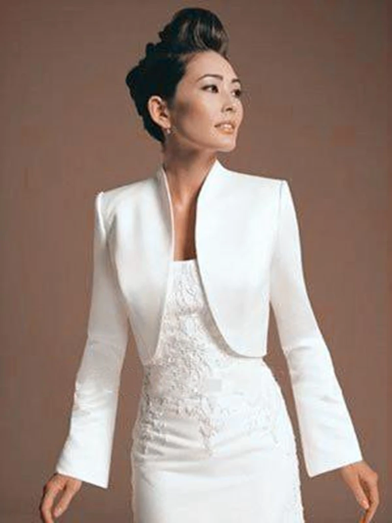 Chaqueta de manga larga para mujer, abrigo elegante de satén para novia, fiesta nocturna, boda, talla grande, 2019