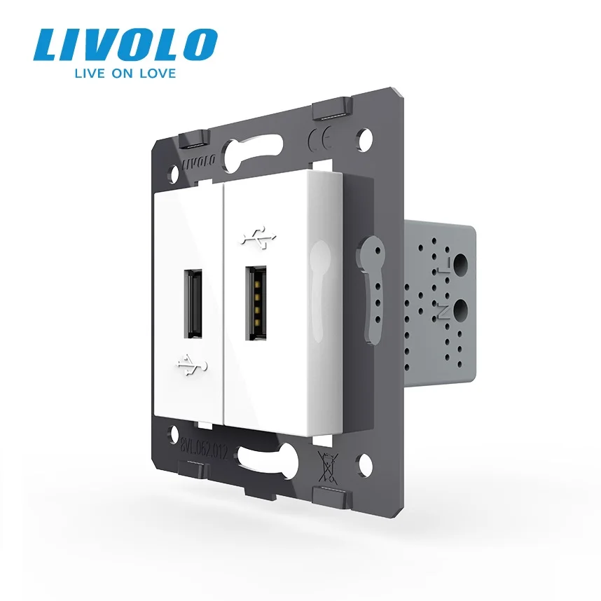 Livolo White Plastic Materials , Power Socket , EU  Standard DIY Parts, Function Key for USB Socket,VL-C7-1USB-11