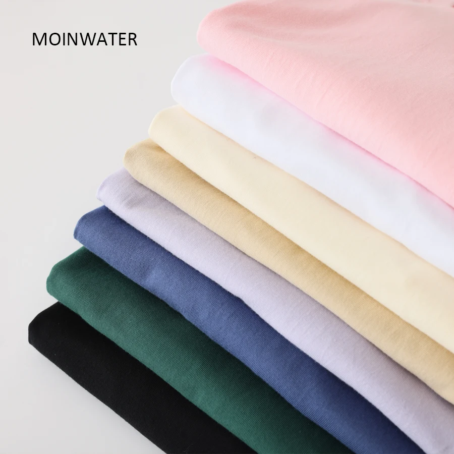 MOINWATER Women New White Summer T shirts Female Soft Cotton Classic Printed Tees Lady Beige Short Sleeve Tops Clothes MT22034