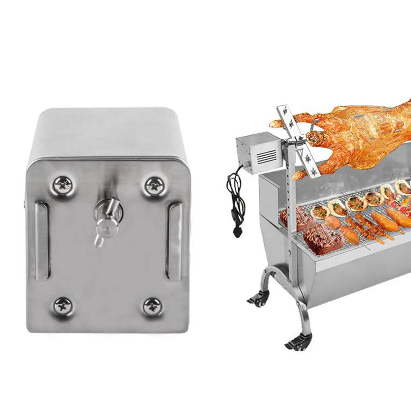 70KG Electric BBQ Grill Rotating Motor Pig Lamb Goat Chicken Charcoal BBQ Grill Outdoors Roaster Barbecue Motor 110V 15W