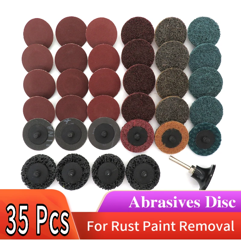 

35Pcs Sanding Discs Set, 2 Inch Type Lock Discs Pads Sanding Abrasives for Grind Polish Finish Rust Paint Removal