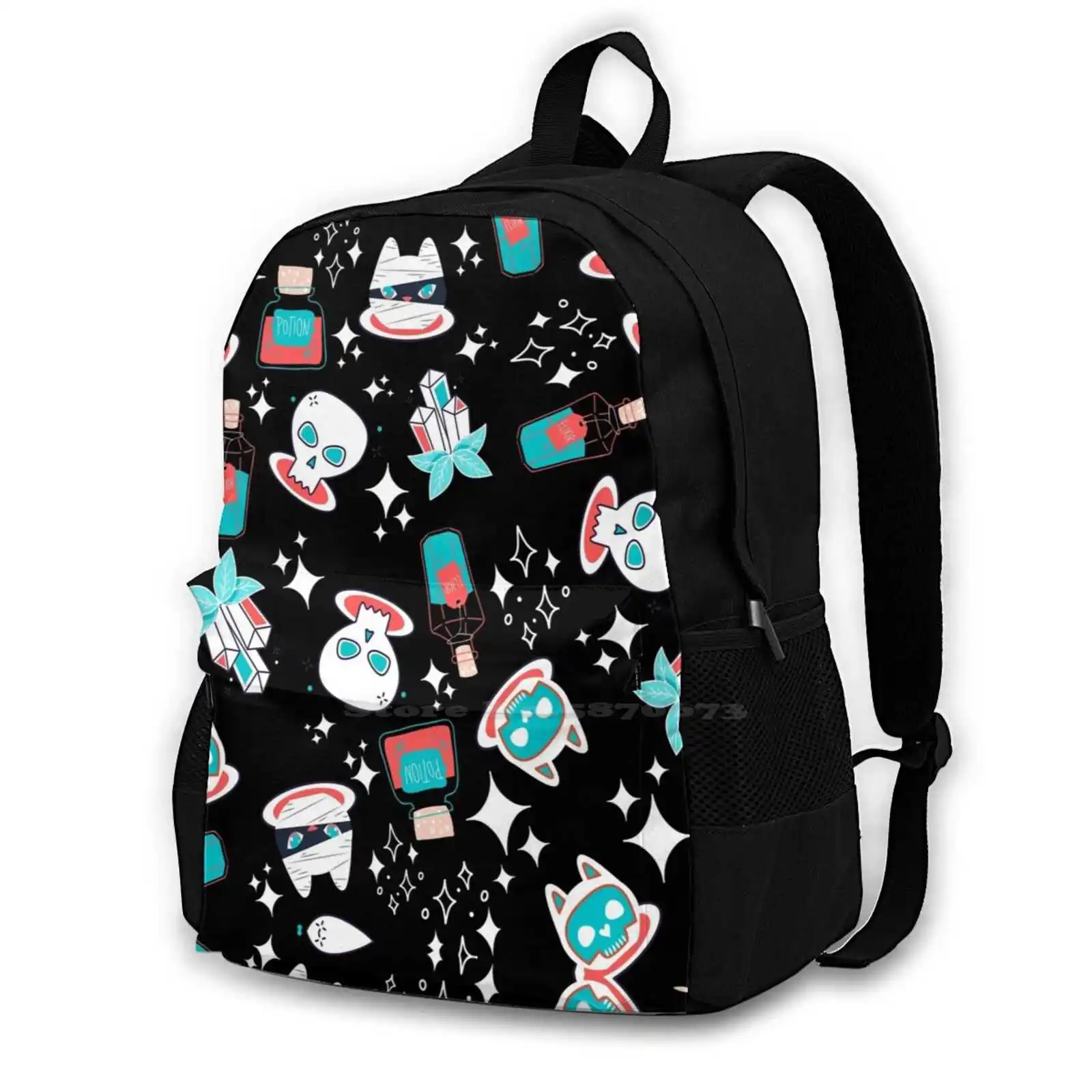 Funky Cat Skull Design Bag Backpack For Men Women Girls Teenage Colorful Funky Patterns Funny Texture With Skulls In Many