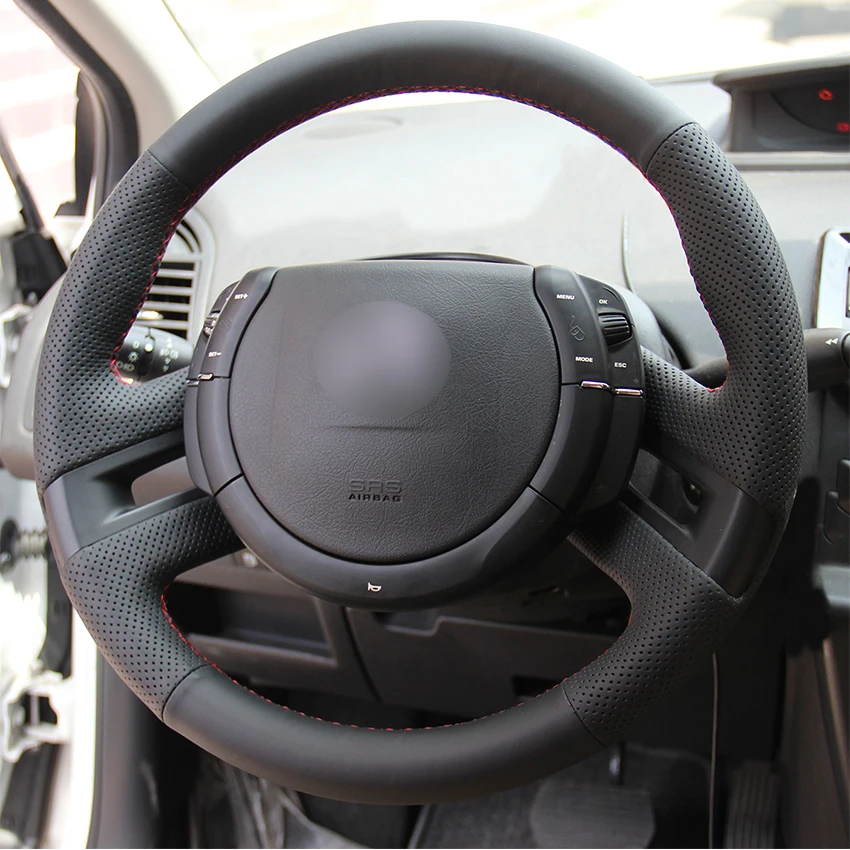 Hand-stitched Black Leather Custom Car Steering Wheel Cover for Citroen C4 Picasso 2007 2008 2009 2010 2011 2012 2013