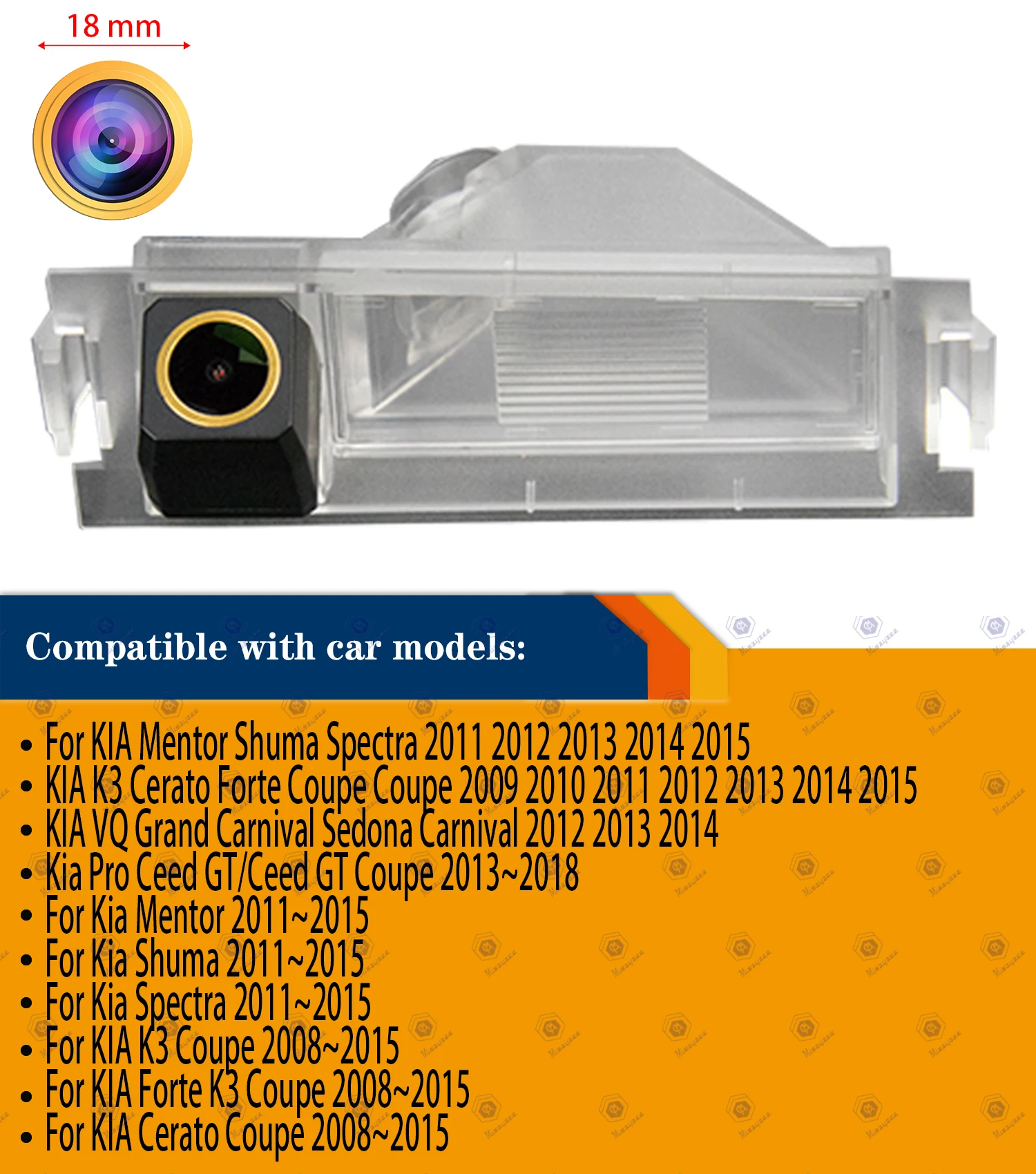 HD 1280x720p Golden Rear View Camera Reversing Backup Waterproof Camera for KIA Mentor Shuma Spectra K3 Cerato Forte Coupe