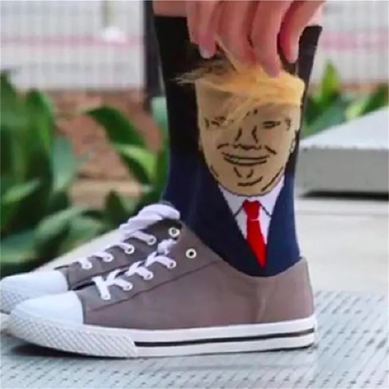 Men Socks Election Spoof Funny President Donald Trump Socks With 3D Fake Hair Crew Socks Mens Socks Streetwear Hip Hop