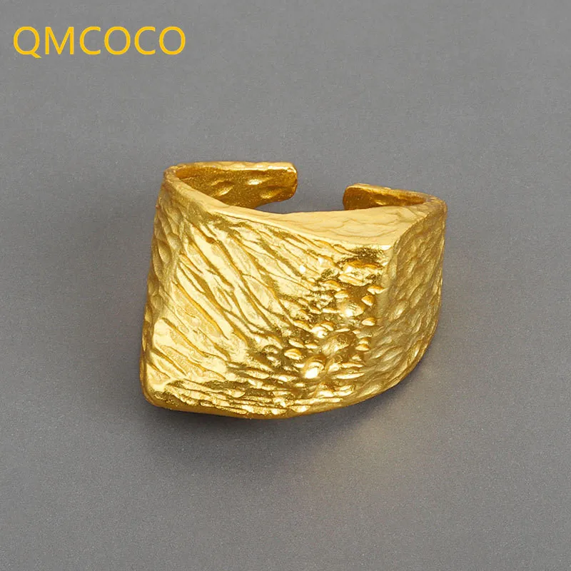 QMCOCO  Silver Color New Korean  Ring Female Thick Irregular Creative Ring All-Match Fashion Handmade Jewelry Gifts