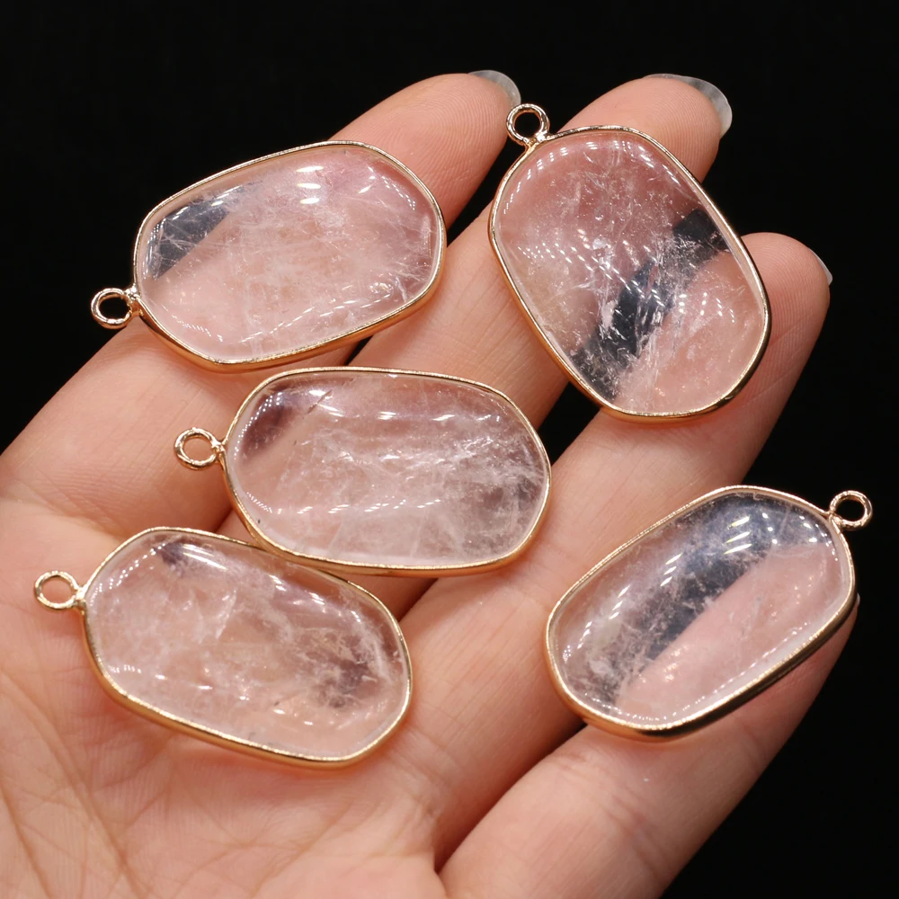 Pendentif en pierre naturelle, plaqué agate dorée, breloques pour la fabrication de bijoux, accessoires de collier, cadeau, 20x34mm, nouveauté