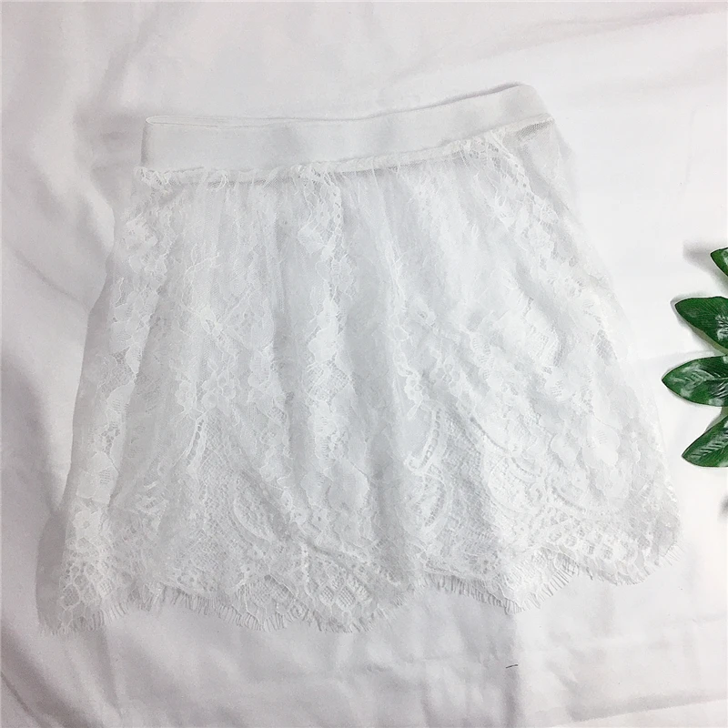 Miniskirt Sexy Transparent Lace Mesh Skirt Shirt Extender Women Summer Mini Black White Short Micro Skirt Ladies Underskirt