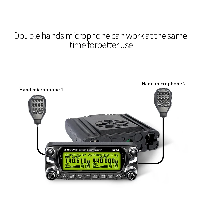 Imagem -03 - Zastone-car Walkie Talkie D9000 Dual Band Rádio com Ecrã Móvel Rádio Bidirecional Split Panel 50w Autoradio Novo