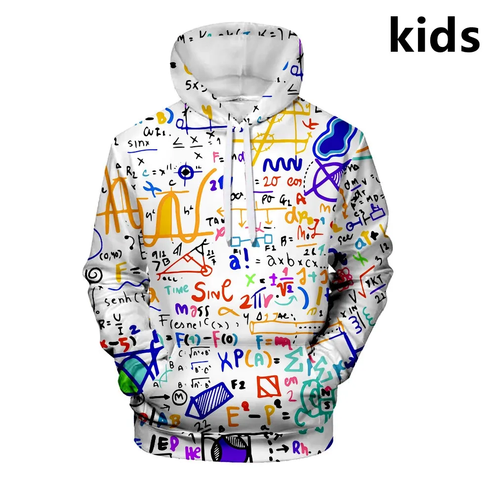 

2 To 14 Years Kids Hoodies Science Formula 3D Print Hoodie Sweatshirt Boys Girls Funny Math Physics Chemistry Jackets Teen Coats