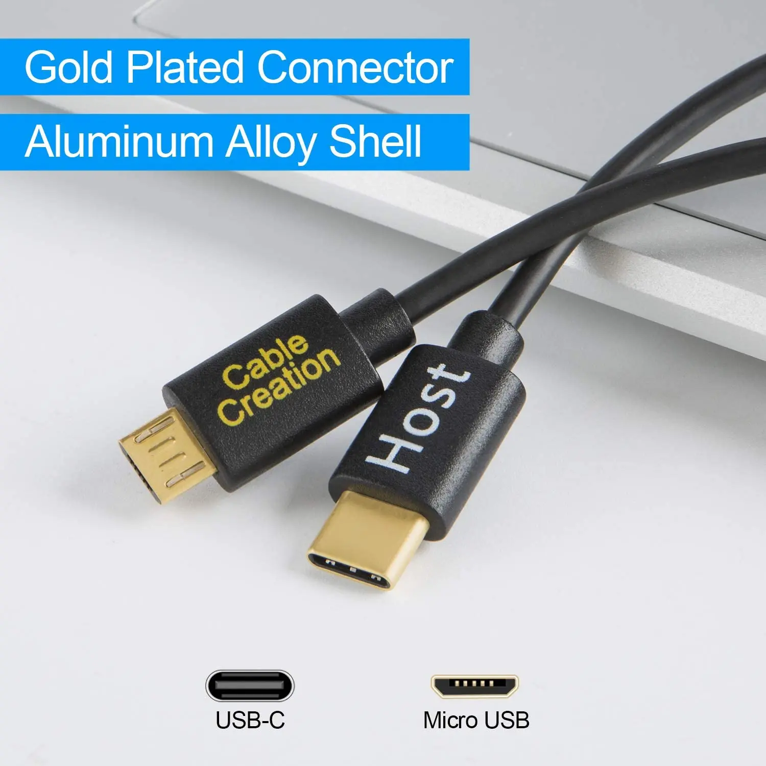 Kabel USB C do Micro USB OTG, przewód o długości 0,65 stopy krótki typ C kompatybilny z Galaxy S8/S8 Plus, Google Pixel 2 XL i telefonami z systemem Android