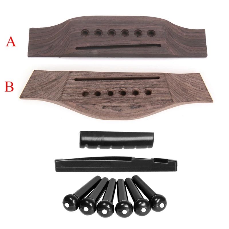 Acoustic Guitar Wooden Rosewood Bridge Pins Saddle Nut Sets DIY Accesories Guitar Replacement