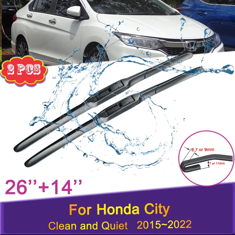 

Для Honda City 2016 2017 2018 2019 2020 2015 ~ 2022 щетки стеклоочистителя переднего лобового стекла бескаркасные резиновые аксессуары для очистки от снега