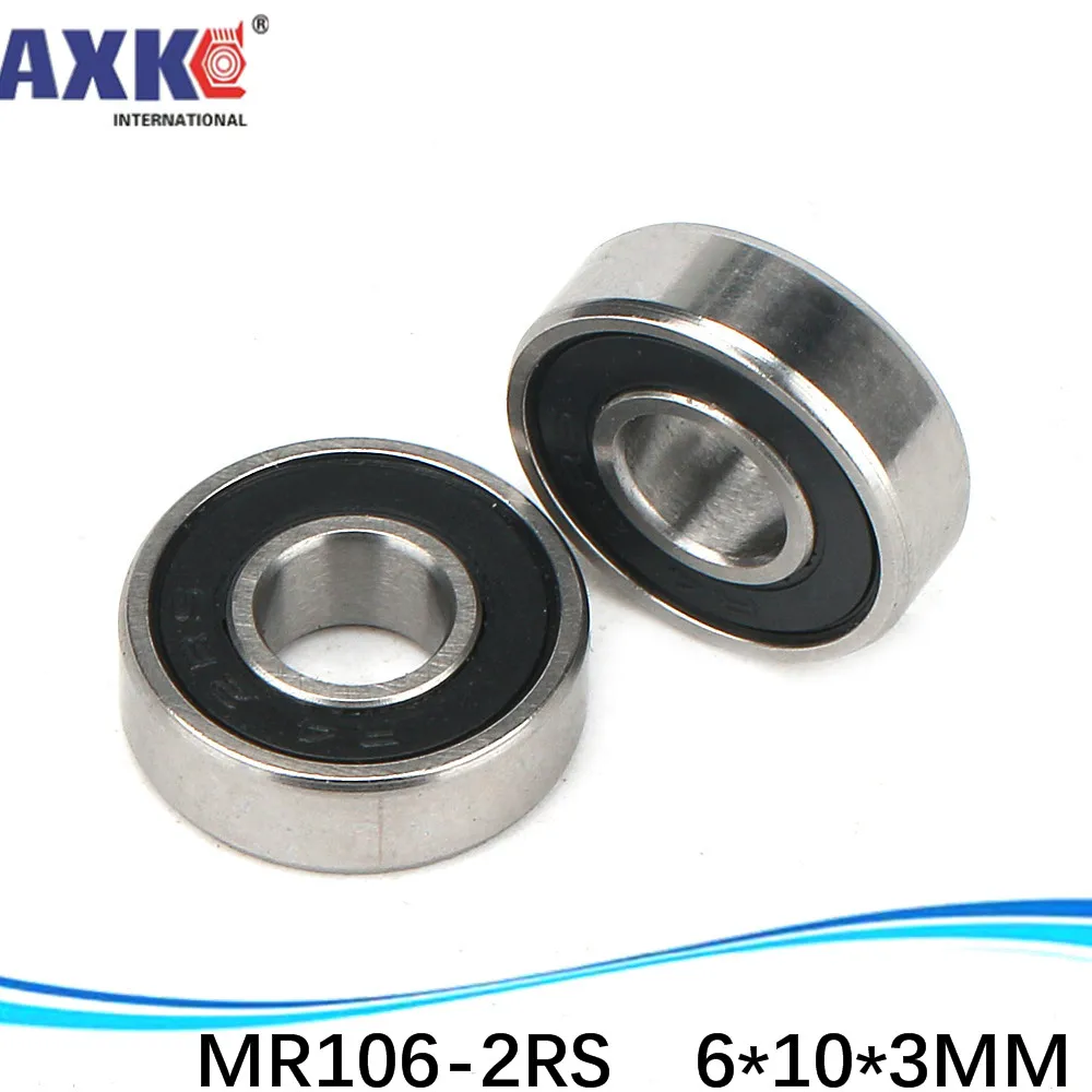 AXK Free Shipping MR106ZZ MR106-2RS SMR106ZZ SMR106-2RS 6X10X3mm Deep groove Ball Bearings MR106 / L-1060 ZZ MR106 RS MR106-2RS