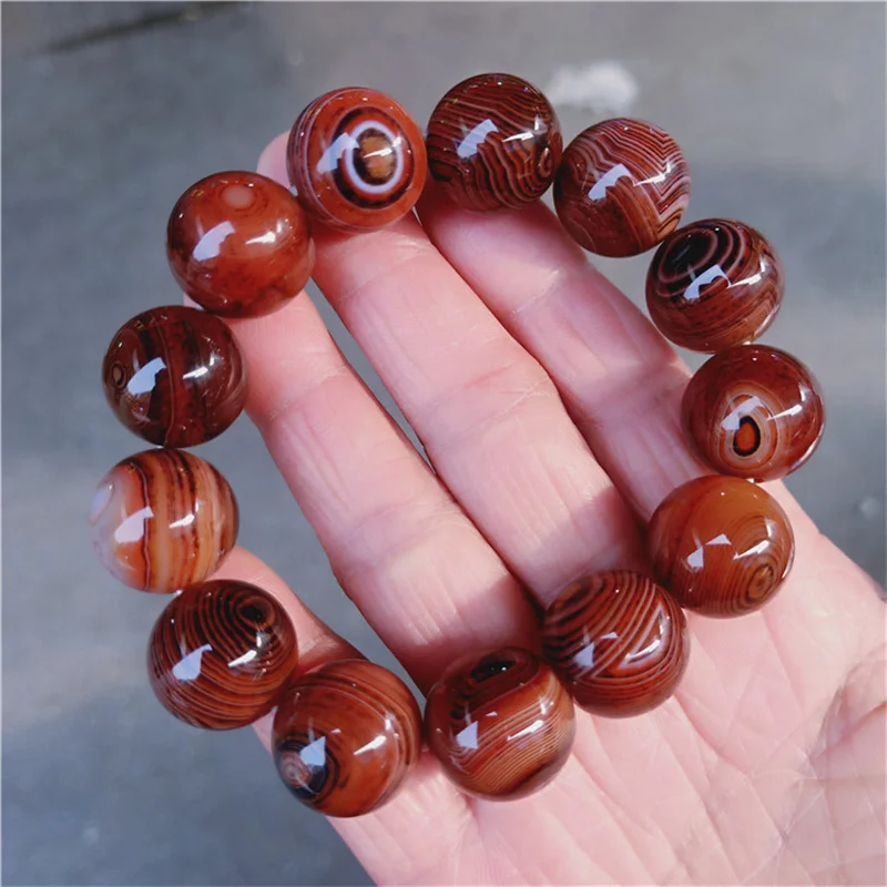 

Hot selling natural hand-carve jade Baranglet Agate round beads dark brown beads fashion bracelet jewelry Men Women Luck Gifts