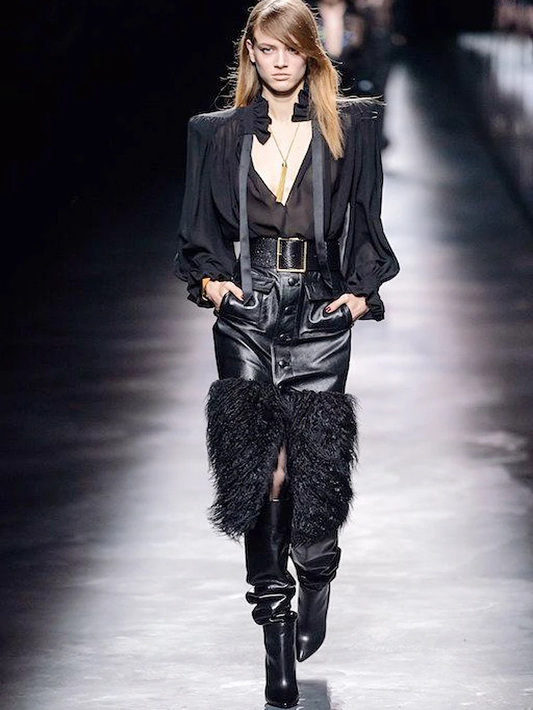 الركبة عالية ترهل الأحذية جلد طبيعي سبايك الكعوب الانزلاق على النساء فستان أحذية المدرج السيدات ماتي الجلود أحذية عالية الجودة #3