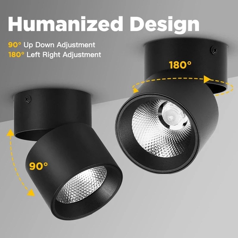 Imagem -05 - Led Downlight 220v Dobrável Ponto de Luz Cob Superfície Montado Lâmpada do Teto para Sala Estar Cozinha Interior Luz Neutra