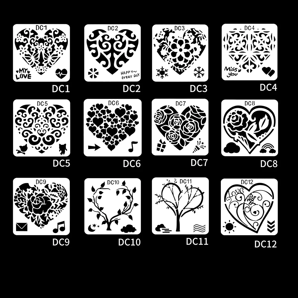 Cute Love Theme Painting Stencils Template DIY Copy Stencils for Painting Album Decorative Template Drawing Stencils