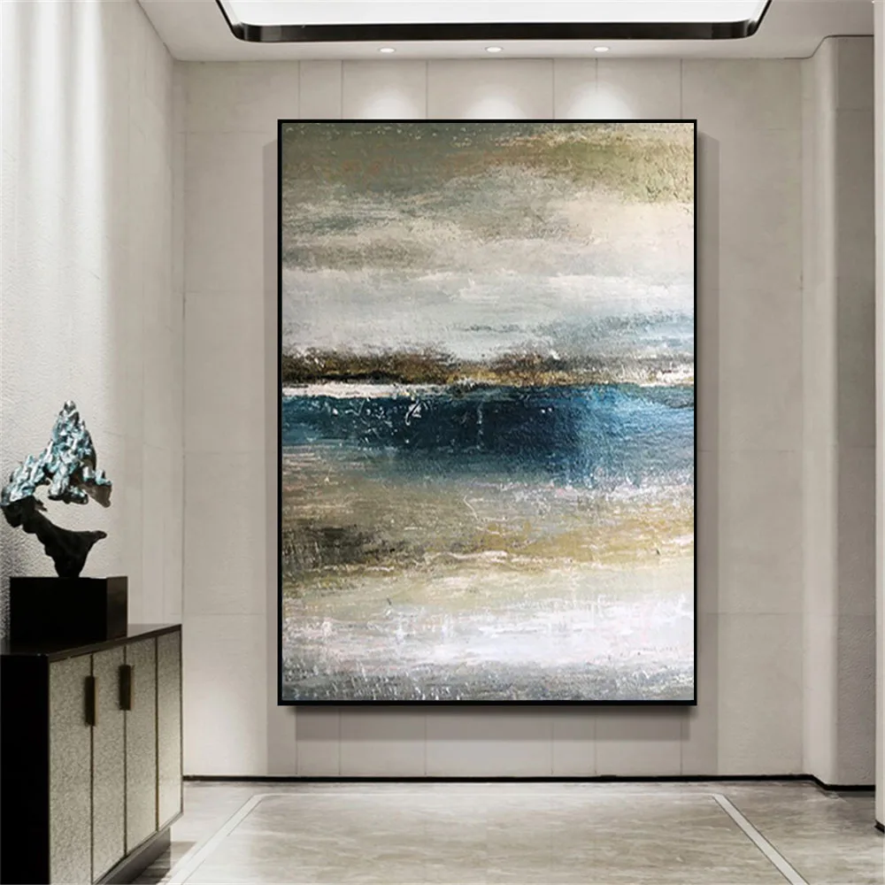 

Large Size Hand Painted Abstract Oil Paintings On Canvas Sea And Sky Horizon Picture For Living Room Bedroom Wall Art Home Decor