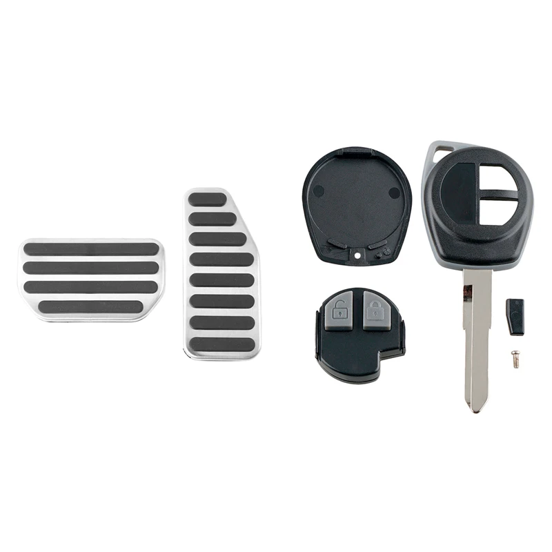 

Car Smart Remote Key 2 Buttons with Gas Accelerator and Brake Pedal Cover Kit for Suzuki Jimny 2012 2013 2014 2015